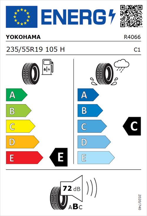 Tyre Label for Yokohama Geolandar-G015 235/55R19 105H