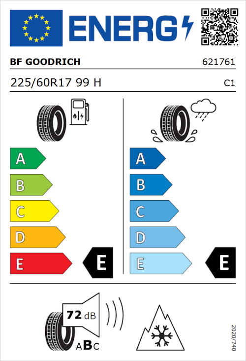 Tyre Label for BF Goodrich Trail-Terrain T/A 225/60R17 99H